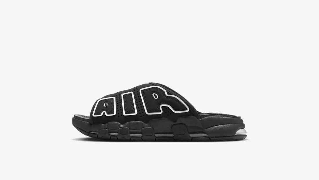 Nike Air More Uptempo Slide Black White - Le Site de la Sneaker